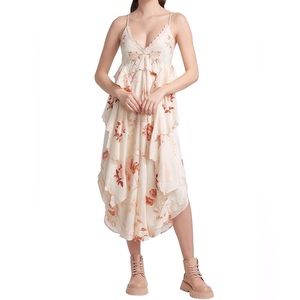 Free People - Audrey Printed Maxi Dress in Copper & Rose Combo